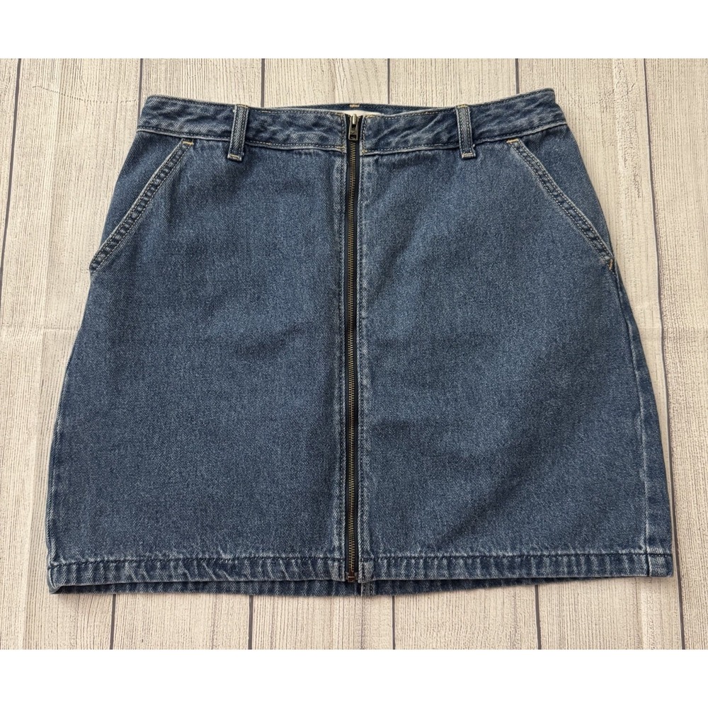 Hollister Women's Ultra High-Rise Zip Front Dark Blue Denim Skirt Size 9